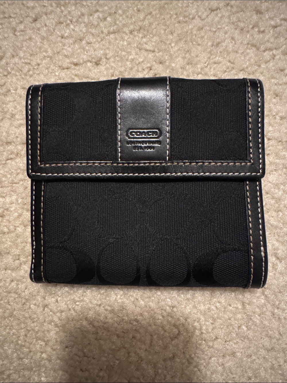 Coach Black Compact Wallet with Logo Snap